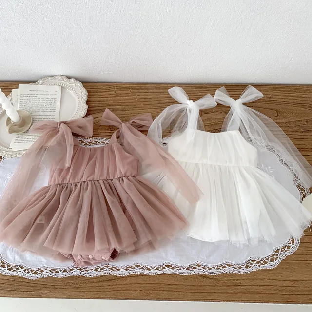 Letni zestaw śpioszków dla niemowląt koronkowe kropki maluch księżniczka sukienka niemowlęce dziewczęce body dziecięce Onesies 0-24 M