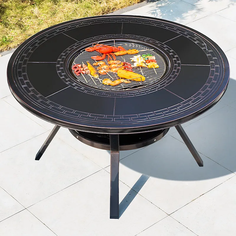 Outdoor BBQ tables and chairs Courtyard Garden Terrace Outdoor cast aluminum Multifunctional Electric grilling Charcoal grilling