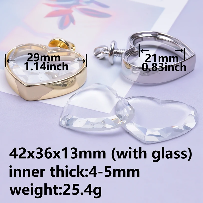 1Pcs Glass Crystal Floating Charms Living Memory Heart Locket Pendants For DIY Jewelry Making Medallion Necklace for women Gifts