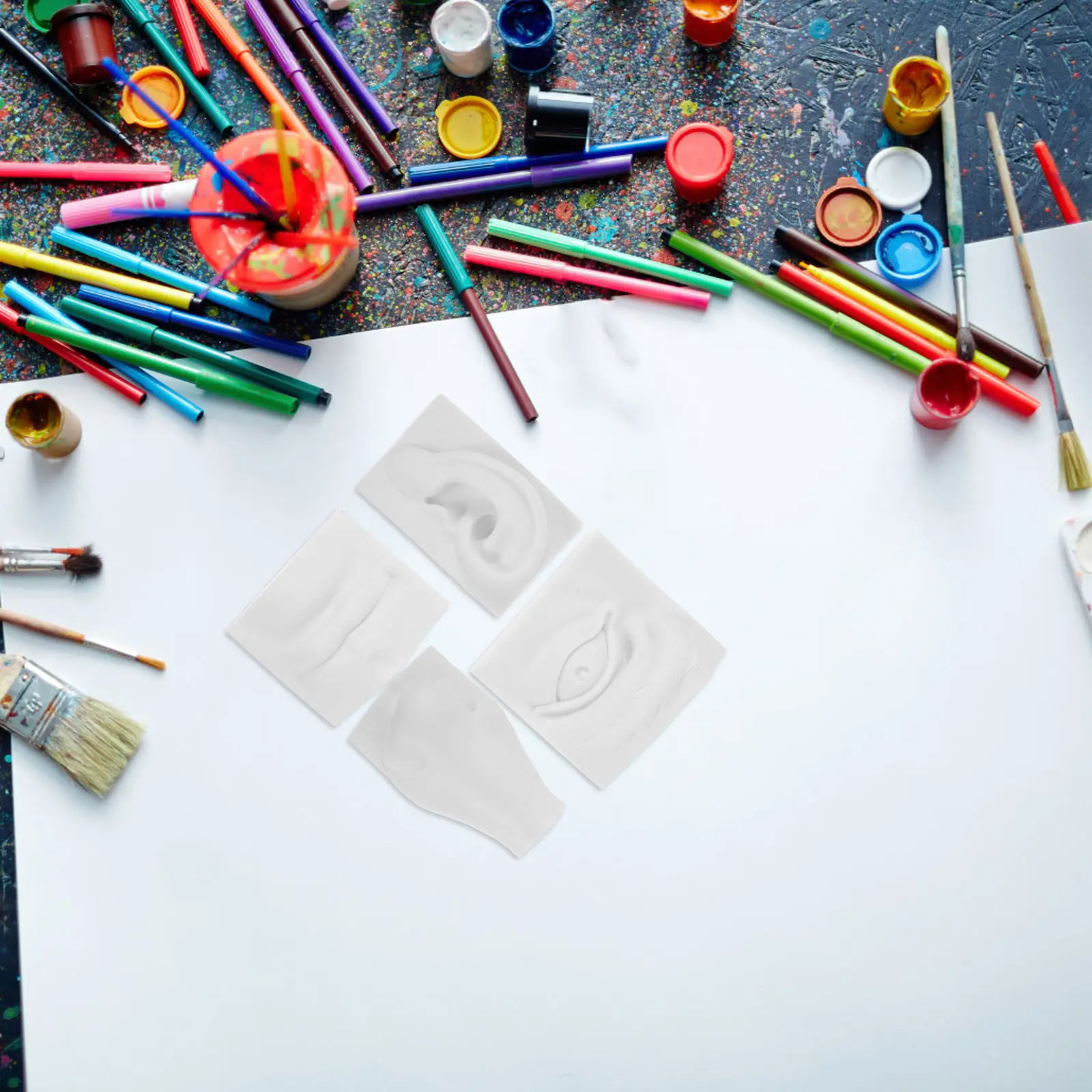 

1 Set Gypsum Facial Features Sculpture Drawing Practice Tool for Art Education Sketching Detailed Eye Ear Nose Mouth Sculpture