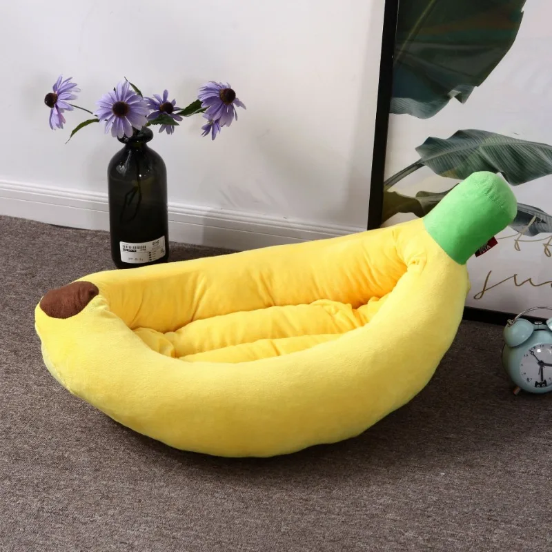 Cute Pet Banana Cat Nest Portable Warm and Comfortable Dog Nest Seasonal Universal Cool Mat Pets Supplies Cat House  Dog Nest