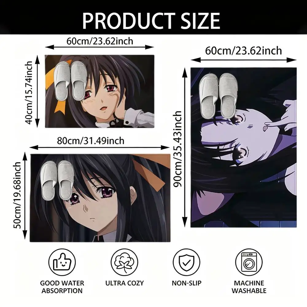A-Akeno H-Himejima High School DxD Floor Mat Soft Non Slip for Entry Door Bathroom Indoor Home Decorative Carpet