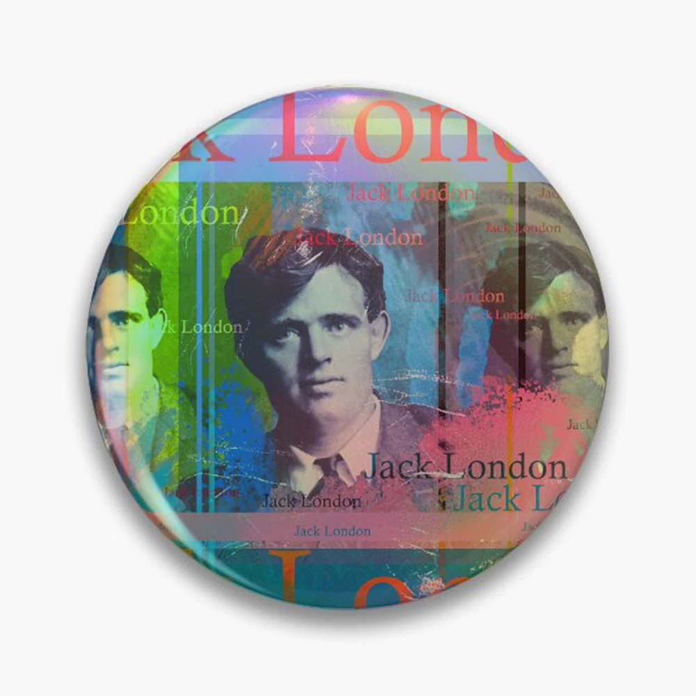 Jack London, writer Pin Holographic Star Heart Pin Brooches Laminated Button Fashion Accessory
