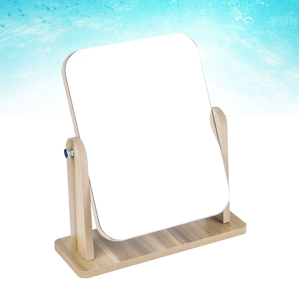 Espejo de escritorio ajustable con marco de madera para maquillaje, espejo estéreo para mujeres y niñas, baño, dormitorio, escritorio, 1 ud.