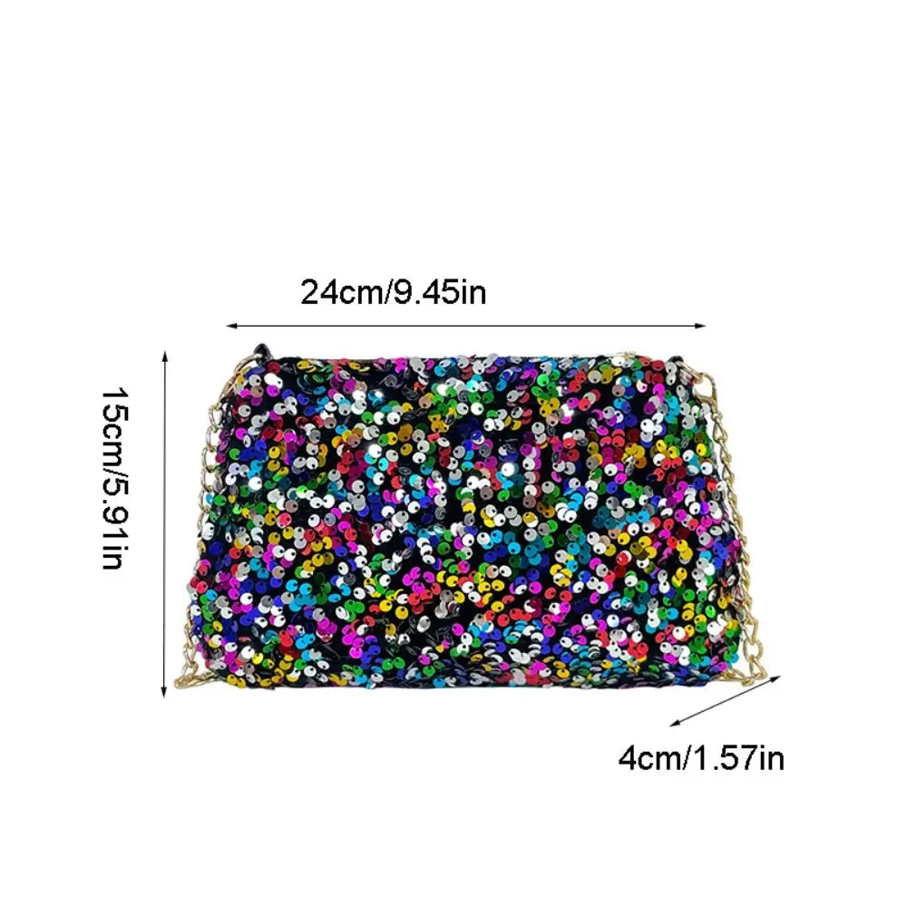 Сумка через плечо с цепочкой и блестками, однотонная Сумка-клатч в Корейском стиле с блестками на плечо, кошелек для телефона, вечерняя сумка-клатч