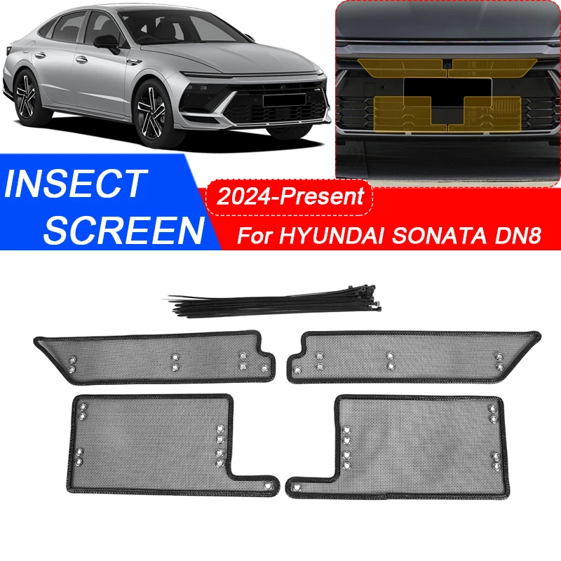 4PCS For Hyundai SONATA DN8 2024-Present Car Insect-proof Air Inlet Protect Cover Auto Airin Insert Vent Racing Grill Filter Net