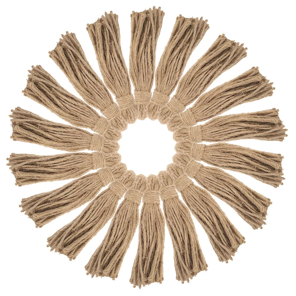 

30 шт. натуральных джутовых кистей для рукоделия, декора гирлянд, проектов DIY, с деревянными бусинами, лента из хлопчатобумажной ткани