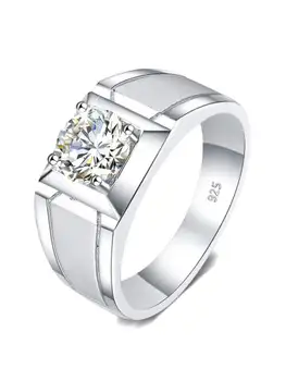 2克拉莫桑石男士戒指,925純銀鍍白金,訂婚結婚男士珠寶,2025年潮流男士禮物 6 最佳銷售 男士銀戒指 - №4