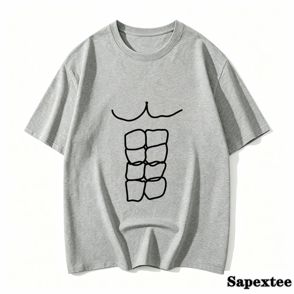 Fun Fitness Abdominal Muscle Print T-Shirt Women's Short Sleeve T-Shirt Women's Sports Top Summer Streetwear Graphic T Shirts