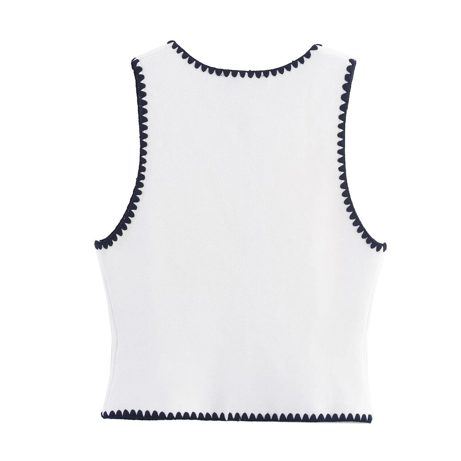 Dameskleding 2025, zomer nieuwe mode-stijl, elegant gebreid vest met contrasterend borduurwerk