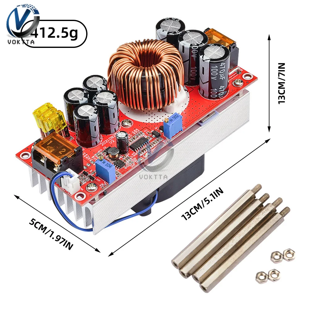 1800W 40A 1500W 30A 1200W 20A DC-DC Boost Converter Step Up Power Supply Module Adjustable Voltage Charger 10-60V to 12-90V