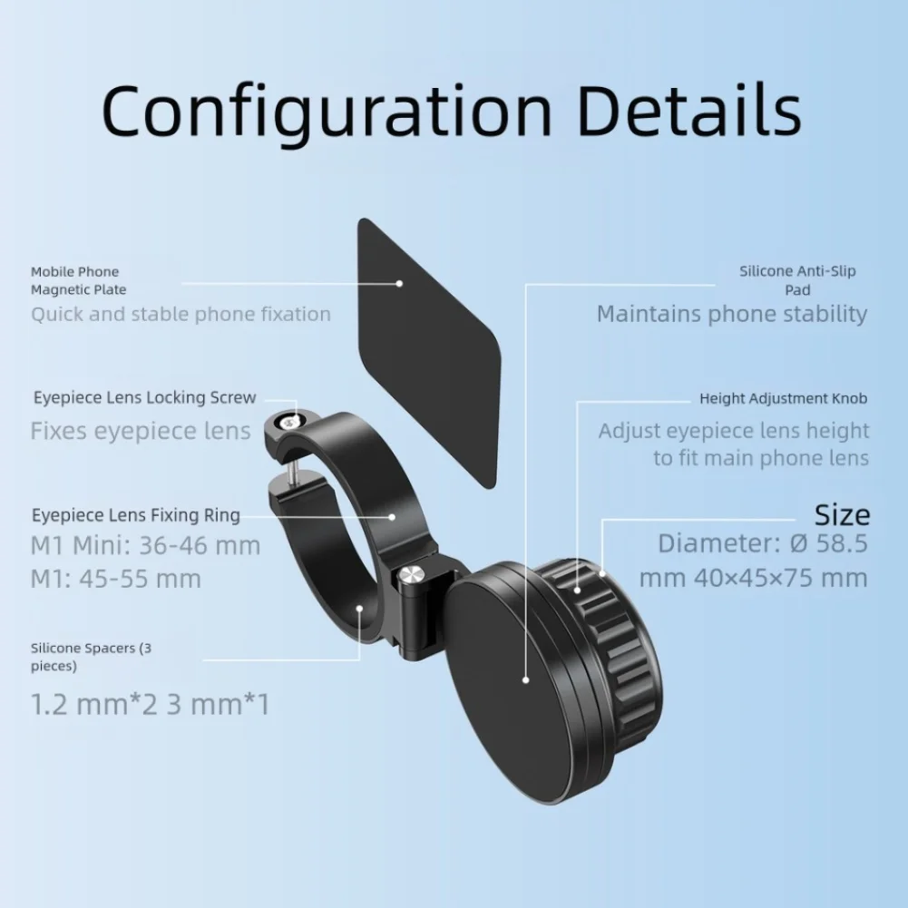 磁気電話クリップ接眼レンズコネクタ 36-46/45-55 ミリメートルアルミ合金望遠レンズ接眼レンズホルダー電話レンズ補助部品