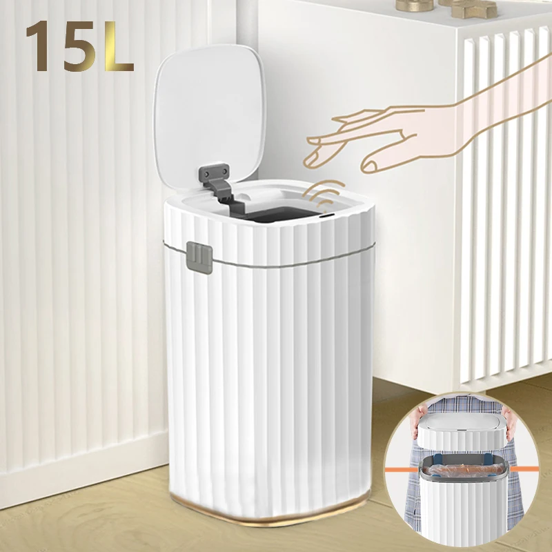 

15L Smart Trash Can Automatic Packing Bag Sensor Trash Bin for Kitchen Intelligent Large Dustbin Bathroom Toilet Wastebasket