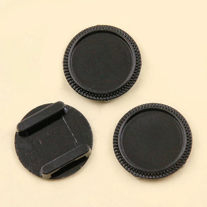 10Pcs 3 Styles Wholesale Flat Leather Slider Black Beads Blank 25mm 18mm Cabochon Setting Diy Bracelets Making Supplies