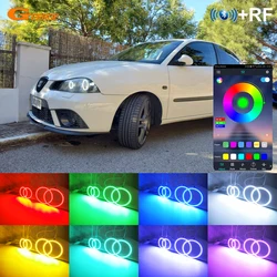 For Seat Ibiza 6L Cordoba 2006 2007 2008 Day Light RF Remote BT App Multi Color Ultra Bright RGB LED Angel Eyes Kit Halo Rings