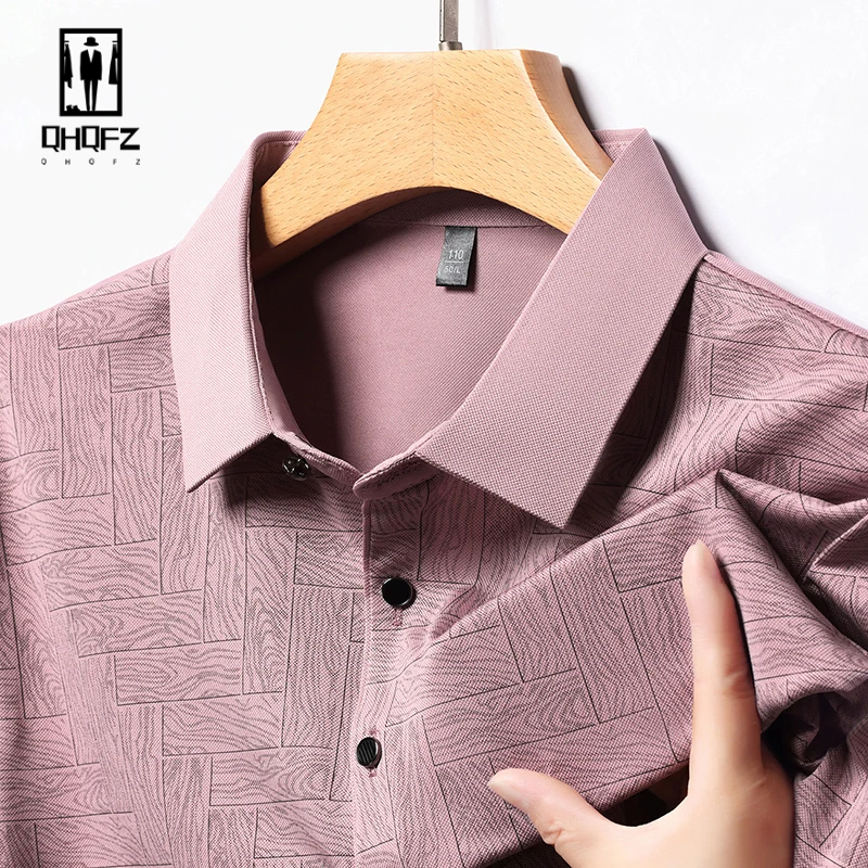 New Men's Business Casual Short Sleeved Shirt Solid Color Polo Shirt Fashionable Breathable Comfortable Versatile Top