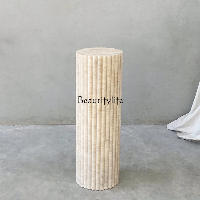 

Cream wind tunnel stone edge few creative art round marble light luxury high sense