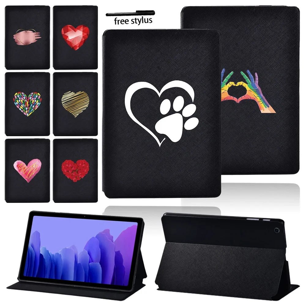 

Case For Samsung Galaxy Tab A7 2020 T500 T505 T507 - Printed Love Heart PU Leather Tablet Folding Stand Protective shell Cover