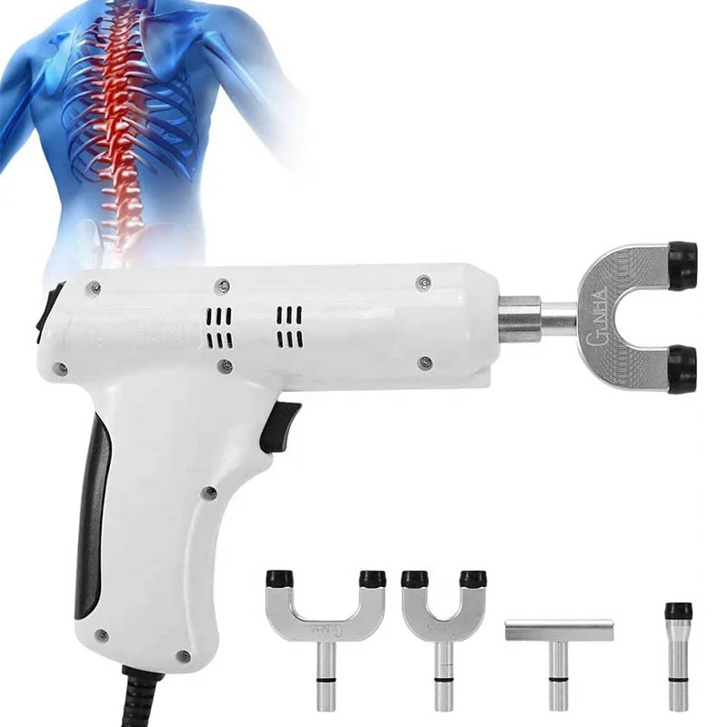 

Electric Spine Chiropractor Adjusting Corrector Gun Cervical Spine Thoracic Lumbar Massager With 4 Massage Heads