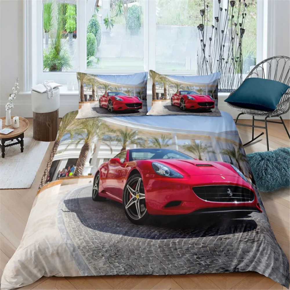 Sports Car Duvet Cover Set Luxury High Quality 3D Printed Bedding 2/3pcs Double Queen King Bedclothes Adults Boys Home Textile