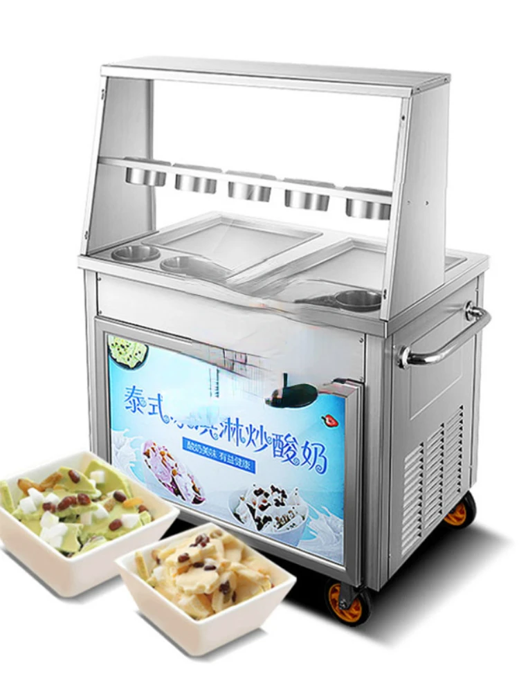 Commercial Yoghurt Ice Frying Machine/Multifunctional Square Pot Ice Cream Rolls Fried Milk Fruit Ice Porridge Equipment