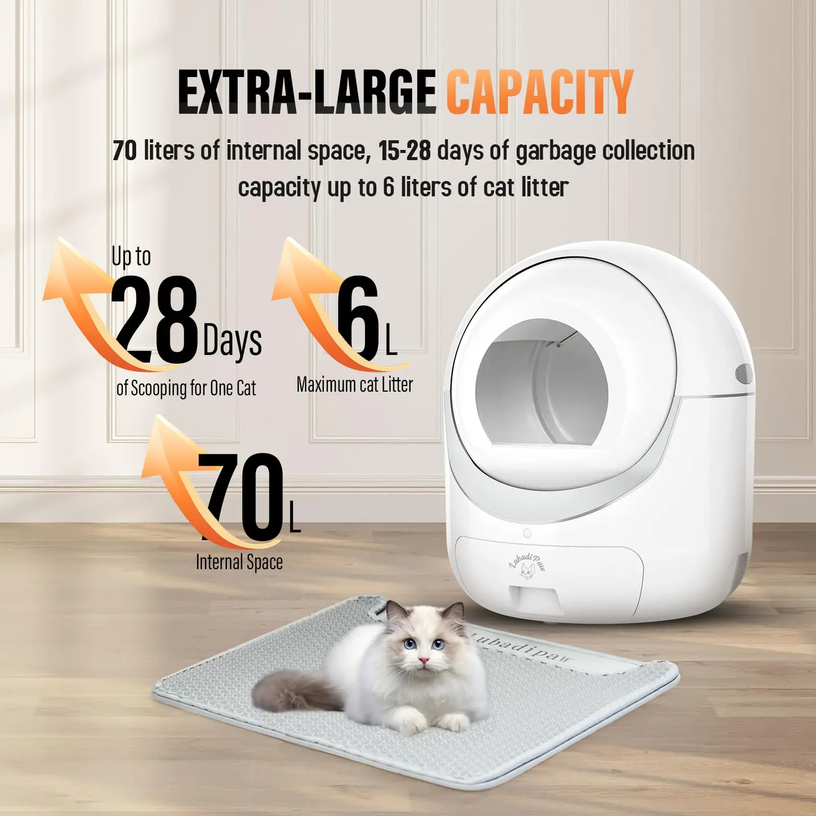 Smart Automatic Self-Cleaning Cat  Box APP-Controlled WiFi Enclosed for Multi-Cat Odor Control Easy Clean