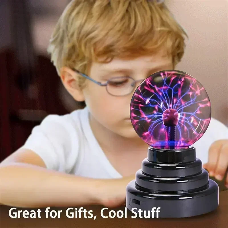 Lampe boule plasma magique de 3 pouces, veilleuse tactile sensible, nouveauté, cadeau d'anniversaire et de noël pour enfants