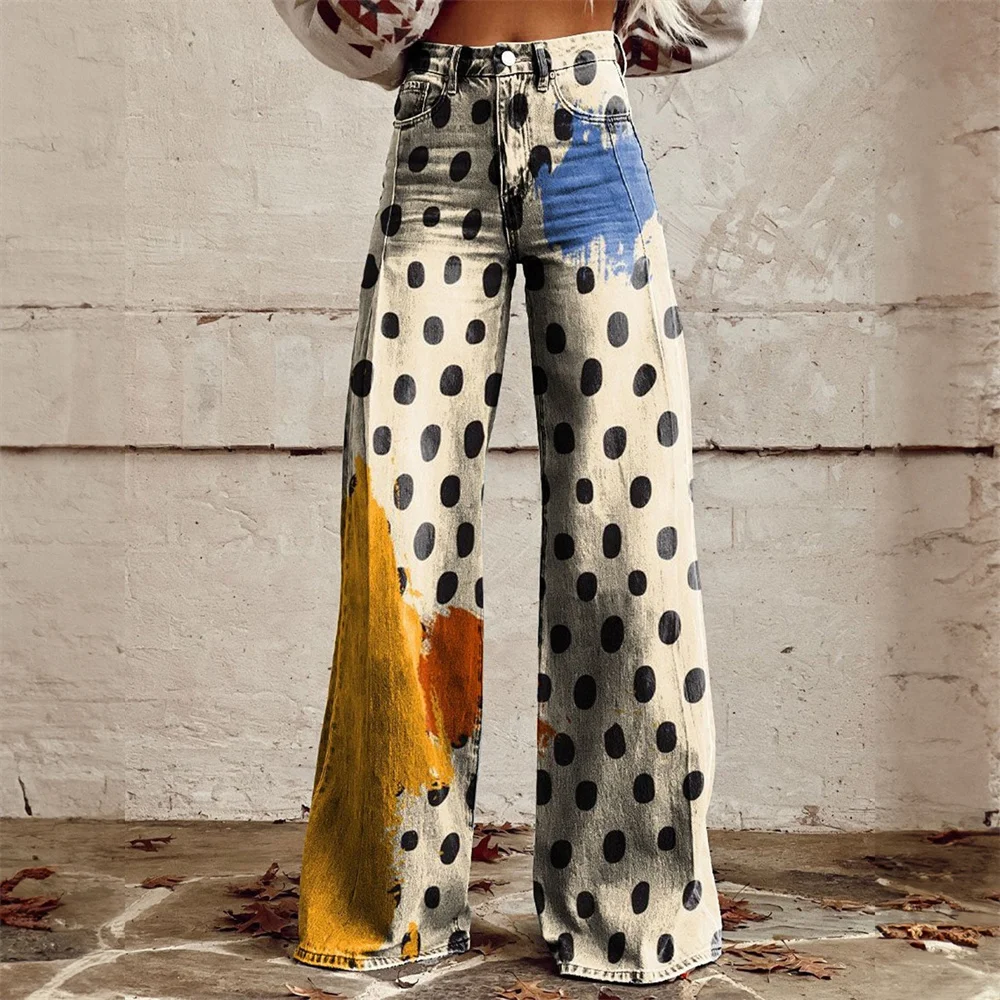 

2025 Y2K High-Waisted Flare Jeans: Women's Wide-Leg Denim Pants, Retro Vintage Streetwear with Loose Fit & +Size