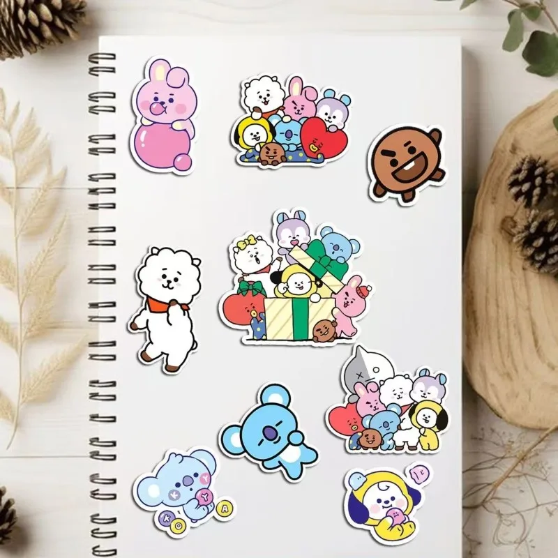 BT21 Koya Shooky Chimmy Tata Anime Dekorative Aufkleber für Jungen und Mädchen Schüler Wasserflaschen Koffer Graffiti-Sticker – Detail 2