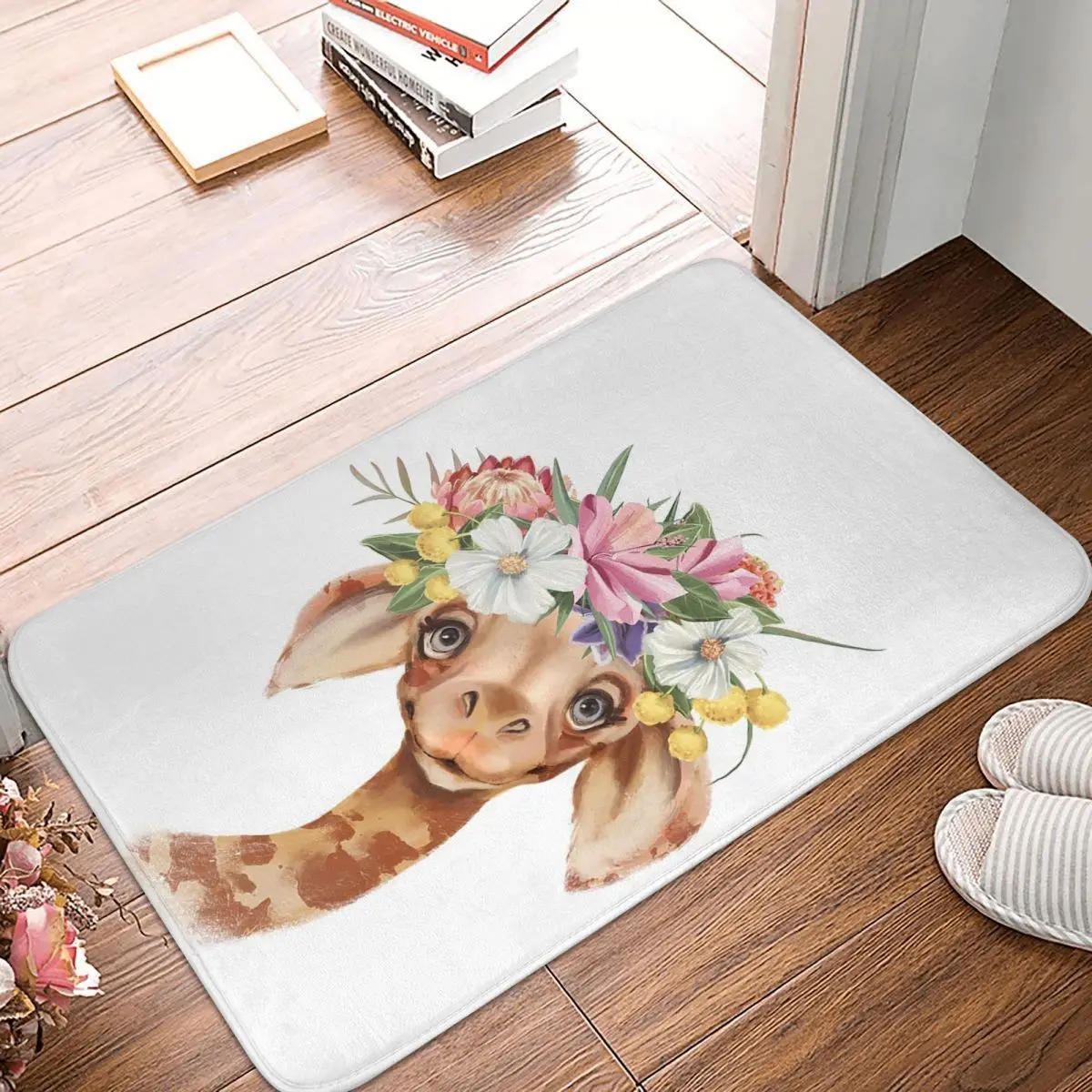 Giraffe Watercolor Portraits Doormat Kitchen Entrance Home Floor Mat Non-slip Carpet Rug for Bedroom Footpad Mats