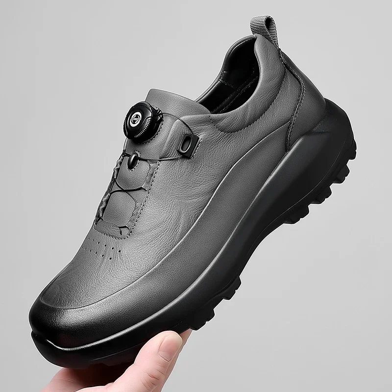 All-match Leather Men's Sports Shoes Outdoor Sneakers Male Comfy Casual Shoes Classic Travel Treking Footwear Non-Slip Trainers