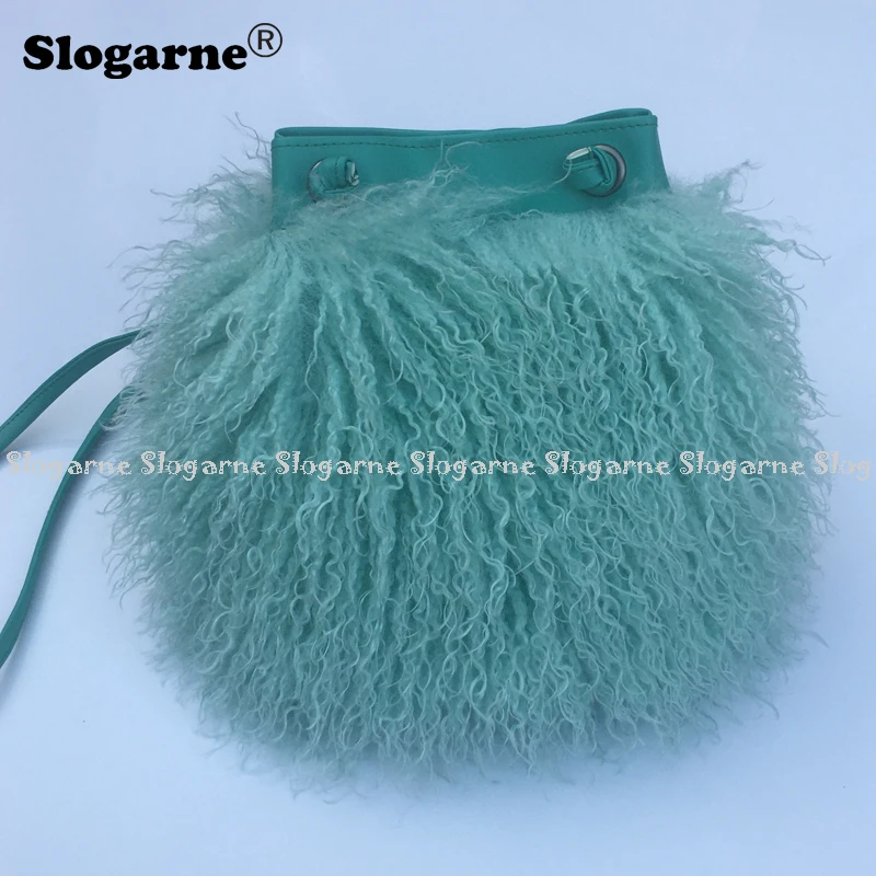 Fashion Long Fur Wool Bag Beach Wool Fur Shoulder Bag Women\'s 2024 Faux Furs Handbag Luxury Mongolian Sheep Fur Crossbody Bags