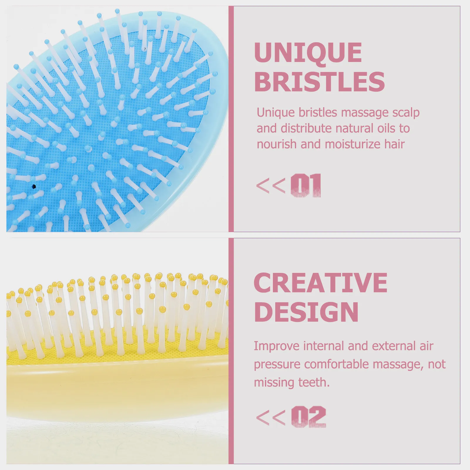

2Pcs Massage Combs Plastic Hairdressing Detangling Brushes Female Scalp Stimulating Hair Growth Portable Hairbrushes