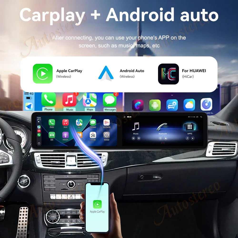 Dual 12.3 inch Screen Carplay Android 14 Car GPS Navigation For Mercedes Ben GLS 2015-2017 Head Unit Multimedia Player Car Radio