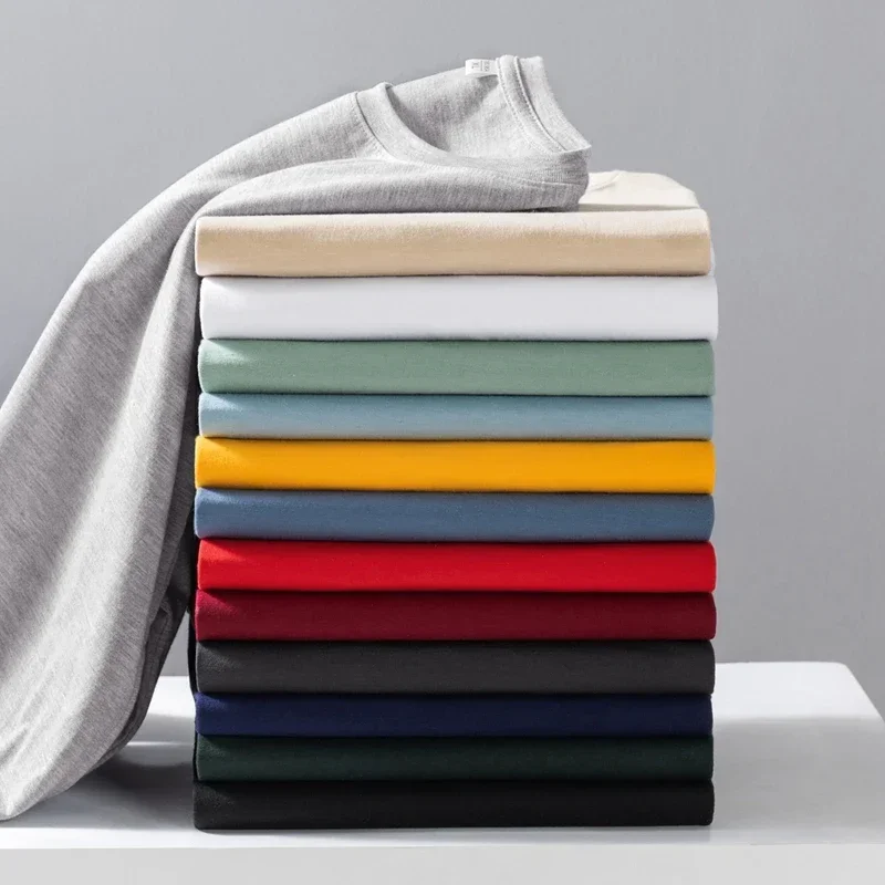 

Men's Solid Color Round Neck Cotton Long Sleeved T-shirt Summer Comfortable Top