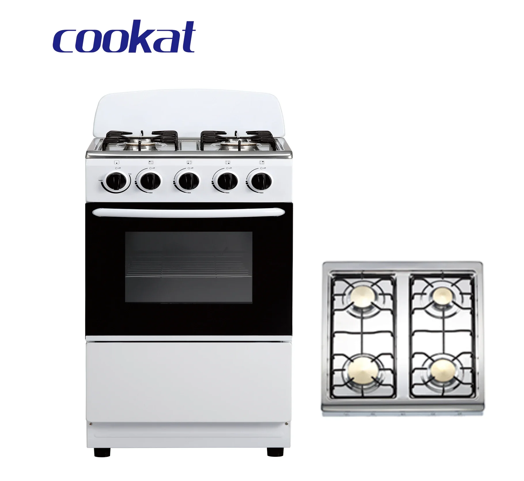 Kitchen appliance White color 6 cooking zones Gas Range in Stainless Steel multi-functional freestanding Gas Hob with Oven