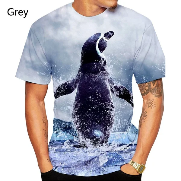 New Design 3D Printed Penguin T-Shirt Summer Short Sleeve Streetwear T-Shirt for Man and Woman