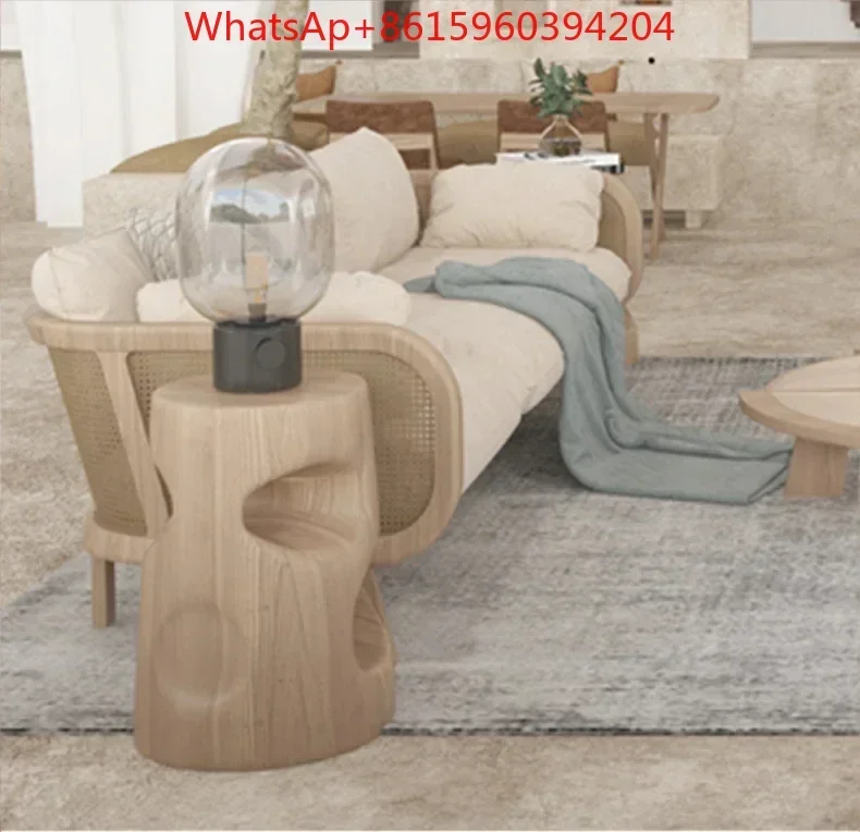 Customized Modern Maikol rattan woven solid wood sofa Japanese style silent log living room household sofa furniture