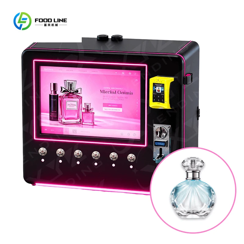 FOODLINE Customized Automatic Smart Table Wall Mounted Coin Operated Credit Card Payment Cologne Perfume Spray Vending Machine