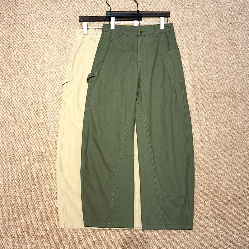 Banana pants autumn retro high waist loose and thin multi-pocket scimitar tooling casual pants women