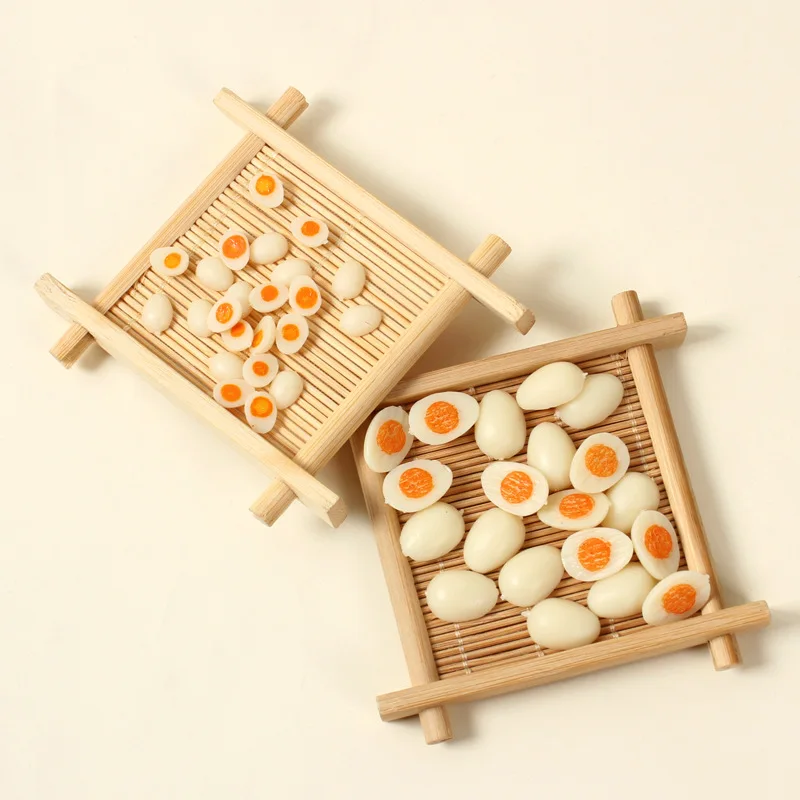 10pcs 1.5cm/0.9cm Dollhouse Simulated Mini Boiled Egg Model Handmade Clay Accessories For Dollhouse Decor Kids Pretend Play Toy