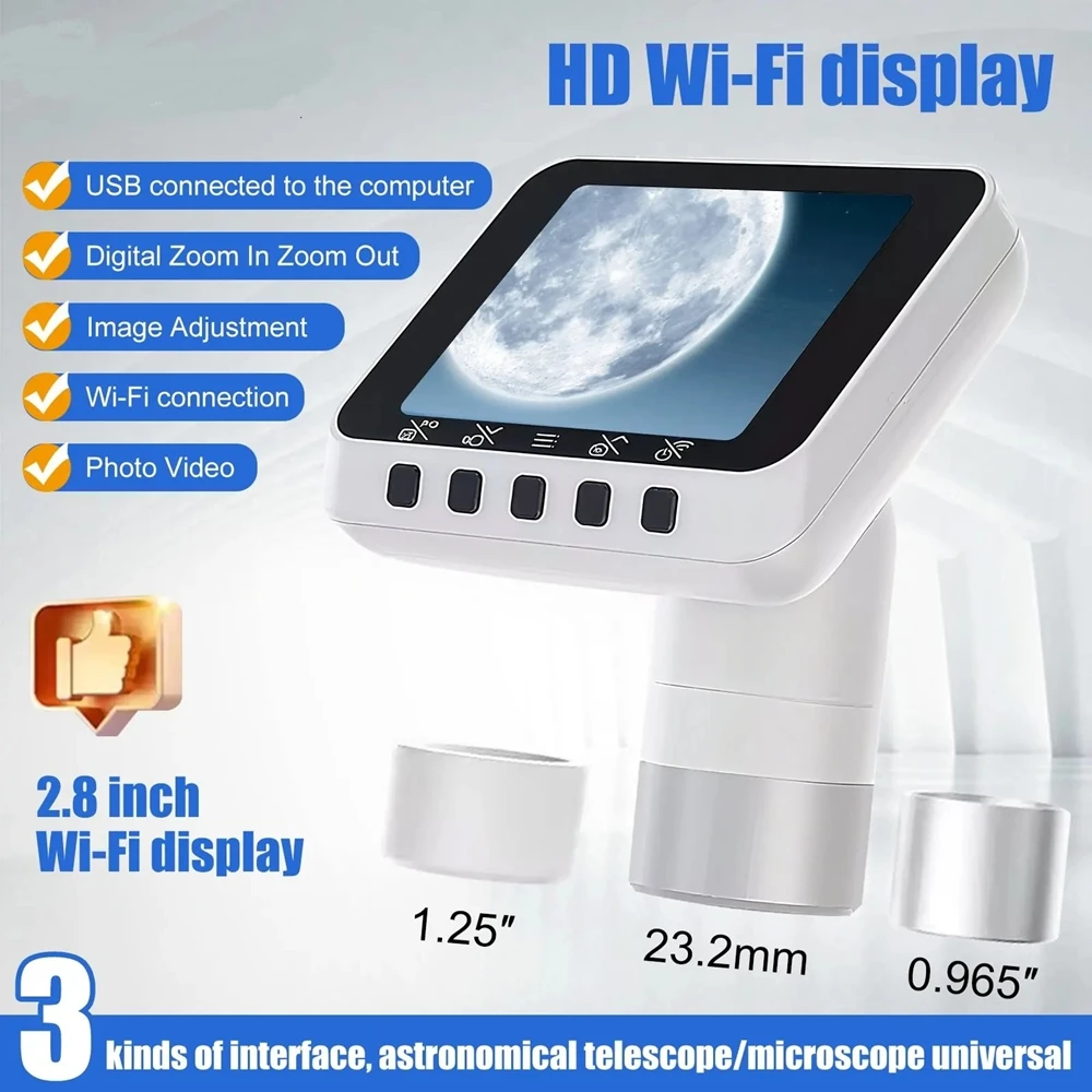 2.8Inch WiFi Electronic Eyepiece APP Wireless Telescope 1080P Video Recording Camera Eyepiece for Bird Watching Astronomy Gift