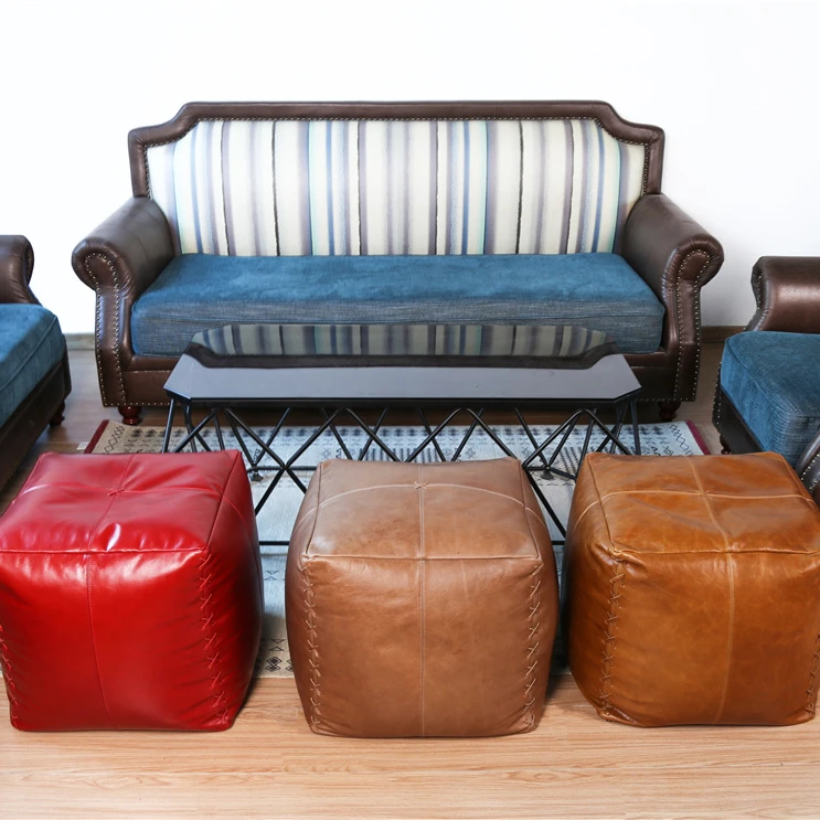 New Hot Sale Whole Cheap Modern Upholstery Stool Coffee High Quality Leather Round Pouf Ottoman Chair