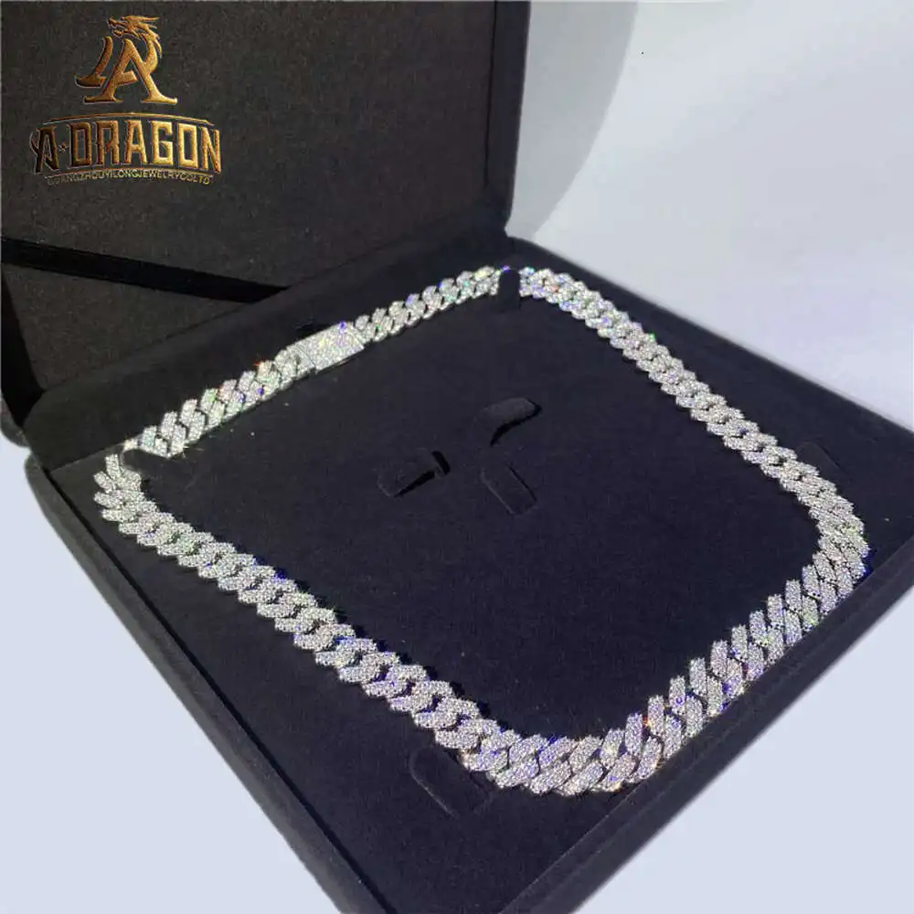 

Factory Custom Hip Hop Thick 19mm 20mm 22mm Vvs Moissanite Diamond Cuban Link Chain Men 925 Silver Iced Out Cuban