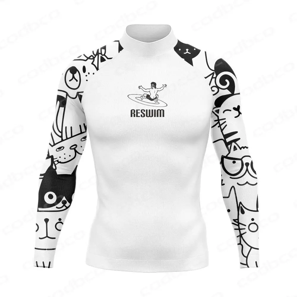 New Colorful Surf Shirt Men's Beach UV Protection Swimwear Rashguard Long Sleeve Swimming T-shirt Swimsuit Diving Surfing Suit