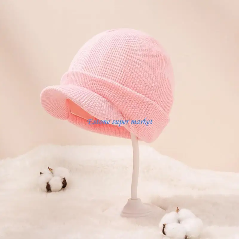 090B الخريف الشتاء بلون الطفل محبوك قبعة الأذن للحماية يندبروف قبعة بيسبول الدافئة لينة عادية Sunhat العقص قبعة #3
