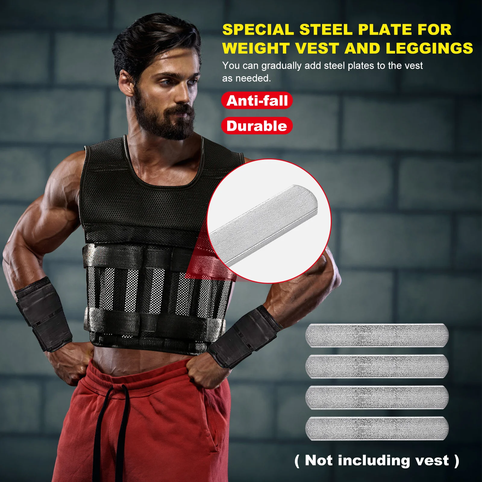 12 Pcs Workout Tank Tops for Men Load Bearing Plate Weighted Vest Steel Plates Keep Warm Fitness Accessories