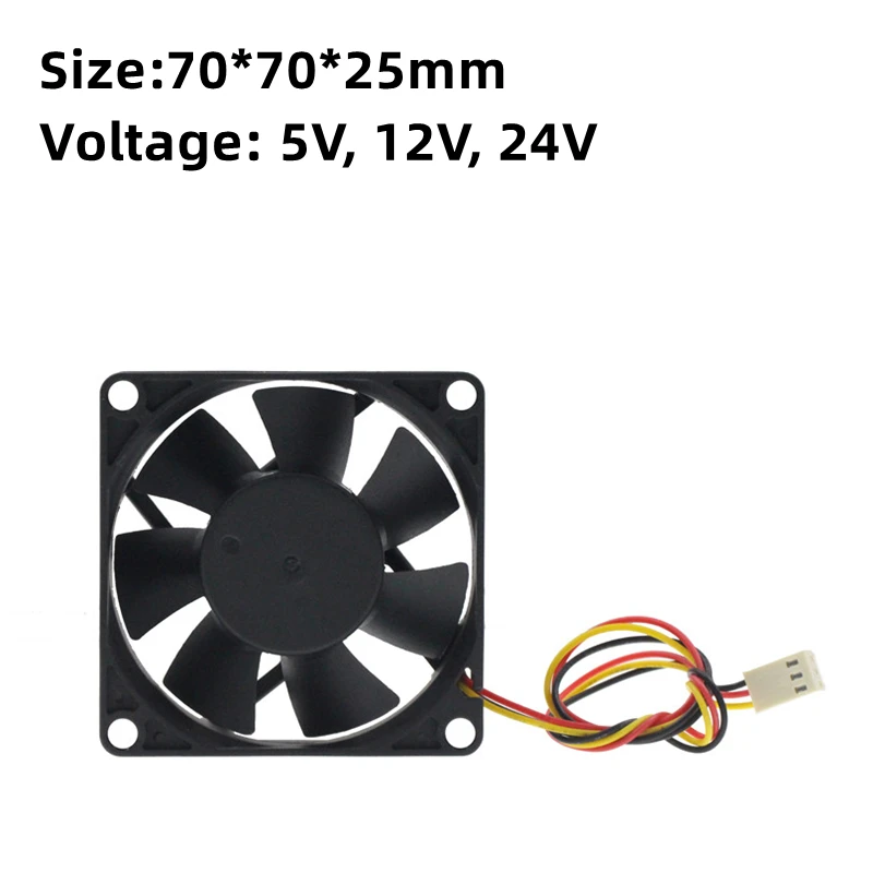 New 7cm 7025 70*25mm 5V 12V 24V cooling fan 2-wire 3-wire test function chassis fan