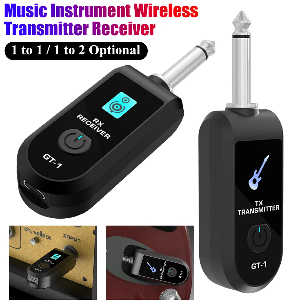 

Беспроводная аудиосистема 2.4G для музыкальных инструментов: передатчик и приемник, перезаряжаемый комплект звукоснимателей для электрогитары и бас-гитары