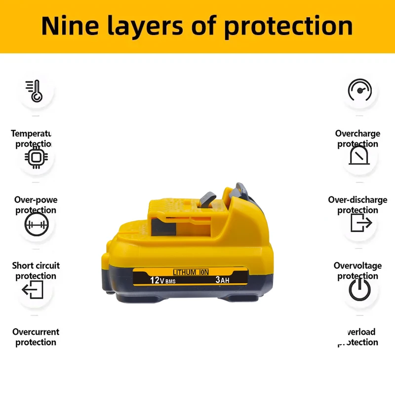 디월트 DCB120 DCB127 충전식 배터리 3000mAh 12V 맥스 리튬 이온 교체 배터리